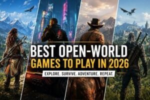 Best Open-World Games to Play in 2026 featuring GTA 6, Minecraft, Cyberpunk 2077, and other top adventure games.