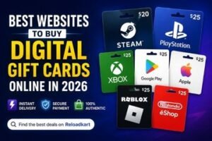 Best websites to buy digital gift cards online in 2026 including Reloadkart, Steam, PlayStation, Xbox, and Roblox gift cards.