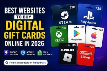 Best websites to buy digital gift cards online in 2026 including Reloadkart, Steam, PlayStation, Xbox, and Roblox gift cards.
